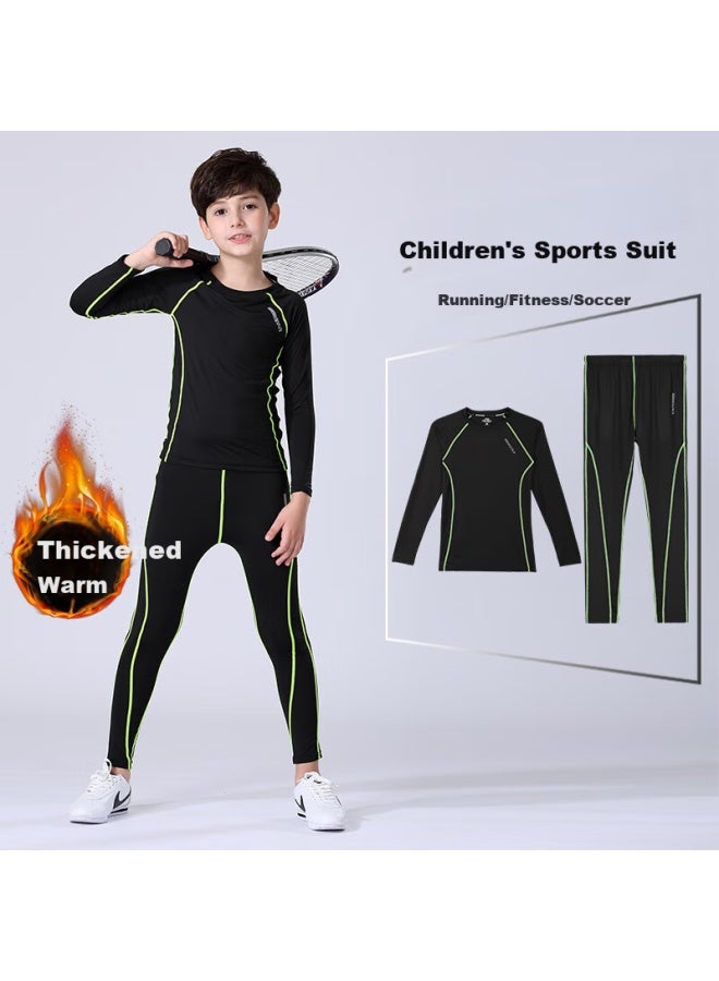 Buruite Children's Quick-dry Sportswear Set, Basketball And Soccer Training Fitness Wear, Tight-fitting Shirt For Boys, Running Student Badminton Outfit