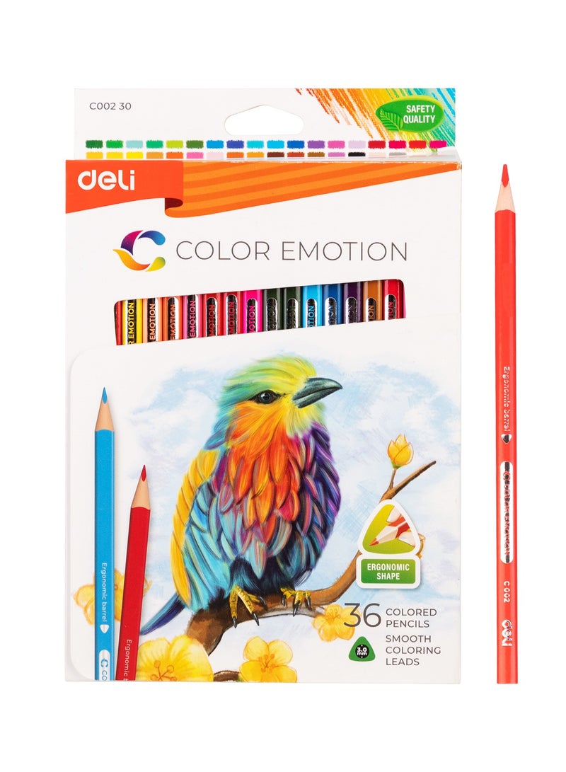 ديلي أقلام تلوين ديلى EC00230 مثلثة الألوان (36 لون) - مبرية مسبقًا، قلب خشب الباسا 2.9 مم، مع بطاقة بيضاء وصندوق عرض - مثالية للفنانين والطلاب - Image 1