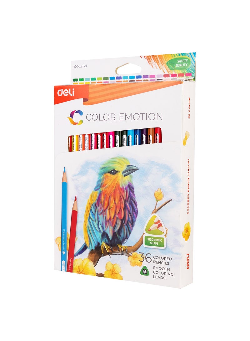 ديلي أقلام تلوين ديلى EC00230 مثلثة الألوان (36 لون) - مبرية مسبقًا، قلب خشب الباسا 2.9 مم، مع بطاقة بيضاء وصندوق عرض - مثالية للفنانين والطلاب - Image 4