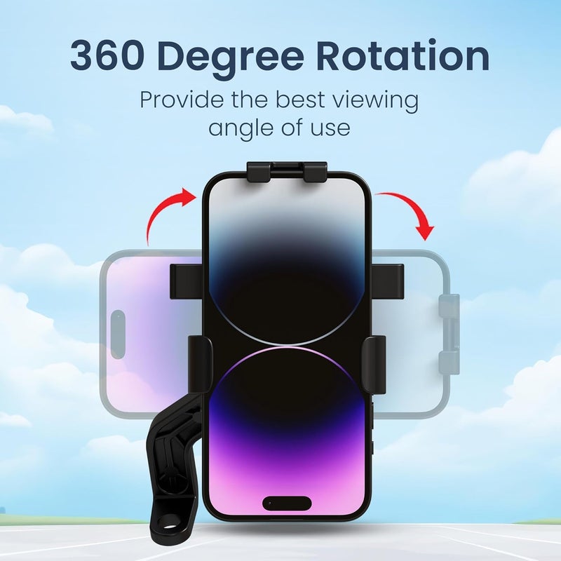 PriAn Auto Universal Aluminium Alloy Bike Mobile Holder Mount for Handlebar – 360° Rotation Adjustable Phone Stand for Motorcycle, Bicycle & Scooter Anti-Slip Grip - Image 2