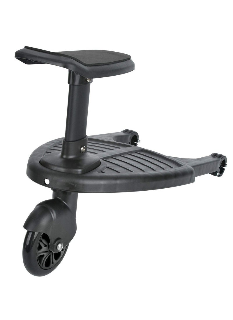 unikbebe - Stroller Board With Seat, Fits on Pushchair, Pram, Stroller Accessory, Glider Ride-on Foot Pedal for Older Kid， Universal, Compact-Fold, Wheel with Shock Absorption, Detachable, Compatible Up to 2Y - Image 1