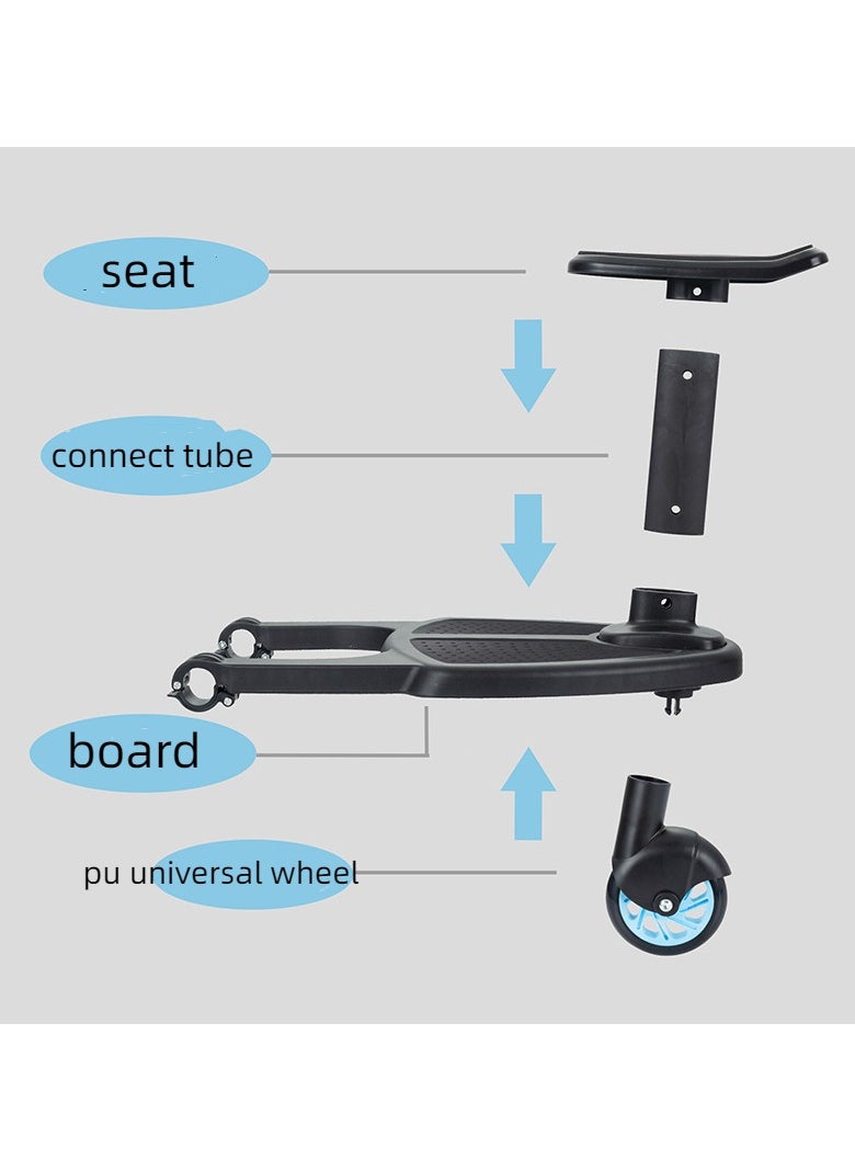 unikbebe - Stroller Board With Seat, Fits on Pushchair, Pram, Stroller Accessory, Glider Ride-on Foot Pedal for Older Kid， Universal, Compact-Fold, Wheel with Shock Absorption, Detachable, Compatible Up to 2Y - Image 1