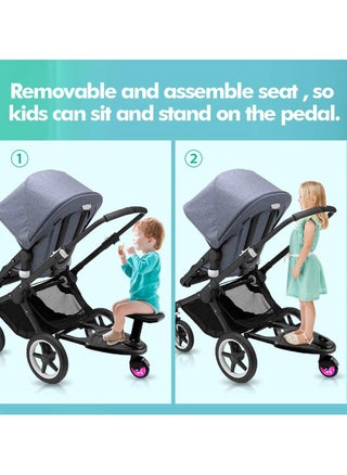 Stroller Board With Seat, Fits on Pushchair, Pram, Stroller Accessory, Glider Ride-on Foot Pedal for Older Kid， Universal, Compact-Fold, Wheel with Shock Absorption, Detachable, Compatible Up to 2Y - pzsku/Z0EEE70DA235ABB5AEBA7Z/45/1746227331/44b39ea7-10be-4f11-bee0-a763f0228585