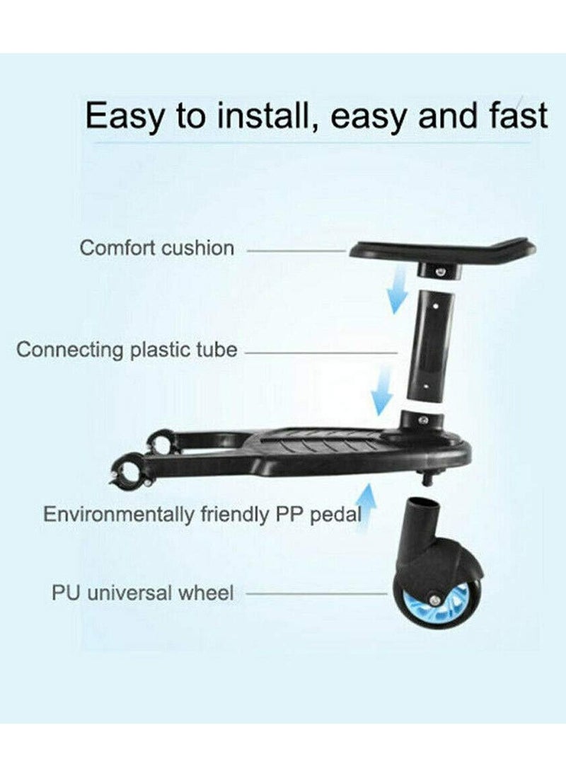 unikbebe - Stroller Board With Seat, Fits on Pushchair, Pram, Stroller Accessory, Glider Ride-on Foot Pedal for Older Kid， Universal, Compact-Fold, Wheel with Shock Absorption, Detachable, Compatible Up to 2Y - Image 1