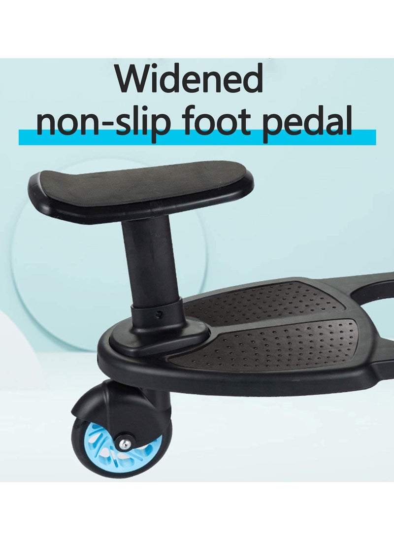 unikbebe - Stroller Board With Seat, Fits on Pushchair, Pram, Stroller Accessory, Glider Ride-on Foot Pedal for Older Kid， Universal, Compact-Fold, Wheel with Shock Absorption, Detachable, Compatible Up to 2Y - Image 1