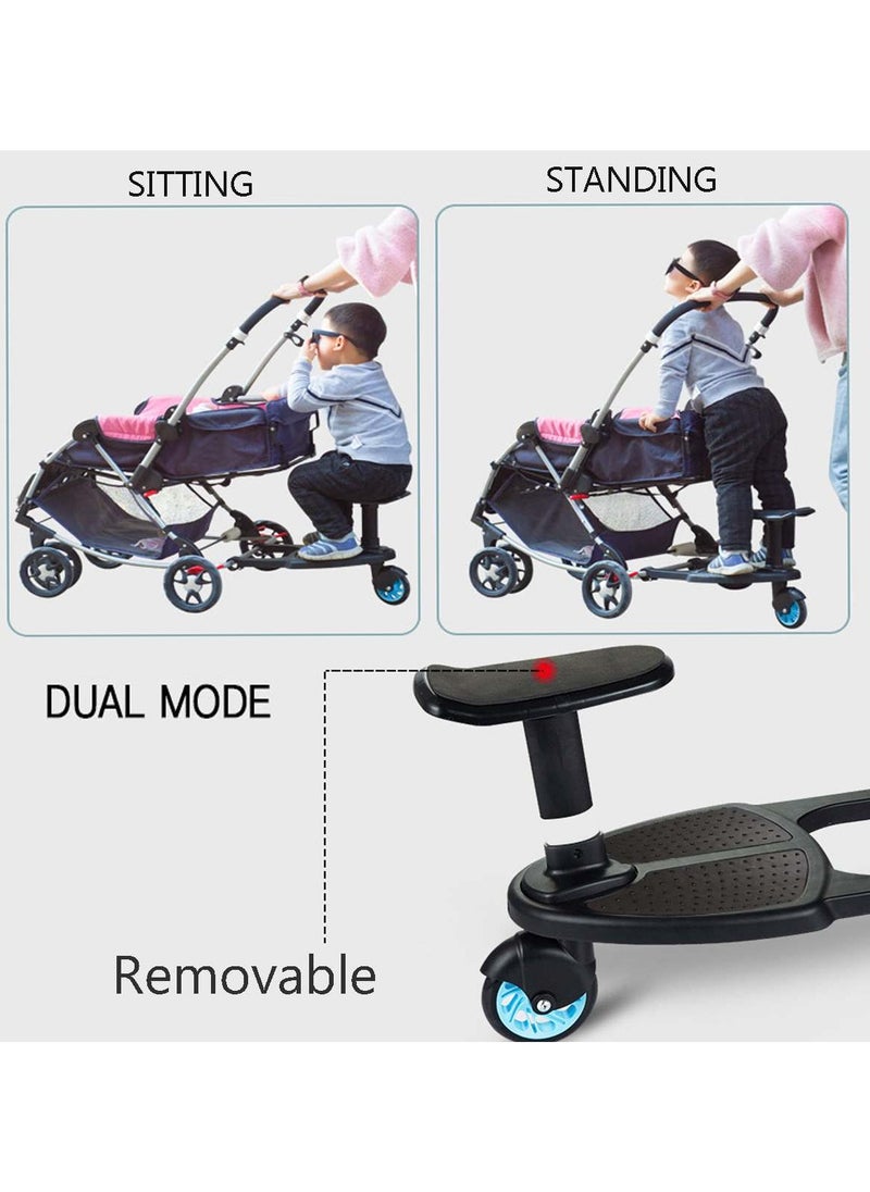 unikbebe - Stroller Board With Seat, Fits on Pushchair, Pram, Stroller Accessory, Glider Ride-on Foot Pedal for Older Kid， Universal, Compact-Fold, Wheel with Shock Absorption, Detachable, Compatible Up to 2Y - Image 1