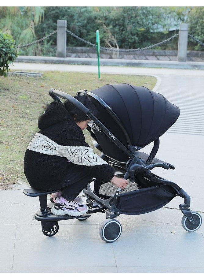 unikbebe - Stroller Board With Seat, Fits on Pushchair, Pram, Stroller Accessory, Glider Ride-on Foot Pedal for Older Kid， Universal, Compact-Fold, Wheel with Shock Absorption, Detachable, Compatible Up to 2Y - Image 1