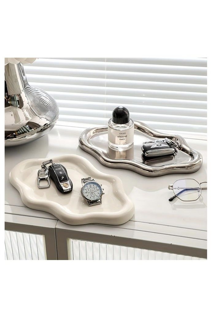 HOMESTAR Jewelry Tray Trinket Dish, Decorative Cloud Vanity Key Tray for Women, Ring Holder Dish, Cute Jewelry Plate Bowl Room Decor Aesthetic, Sliver - Image 5