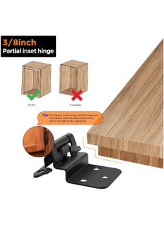 Generic 10-Pack Flush Matt Black Cabinet Hinges For Automatic Closing Of Kitchen/Bathroom/Furniture Cabinets And Doors  - Image 3
