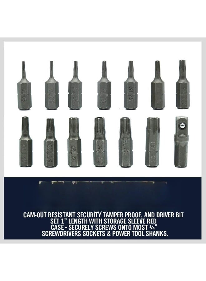 14PCS Tamper Resistant Star Bits, S2 Alloy Steel, T5 - T40 Security Torx Bit Set  - Image 3