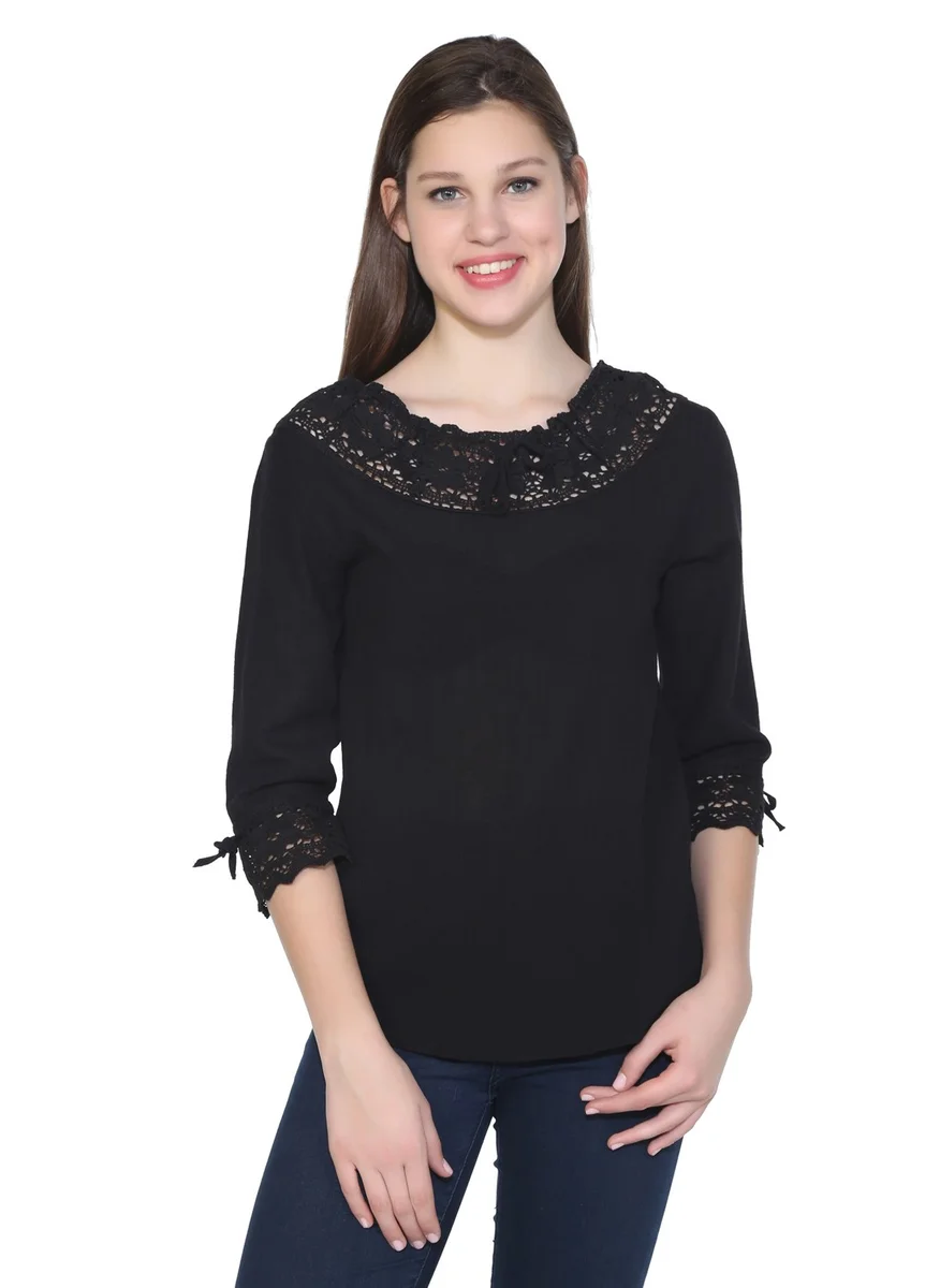 Eliş Şile Bezi Zehra Şile Cloth Blouse Black Syh