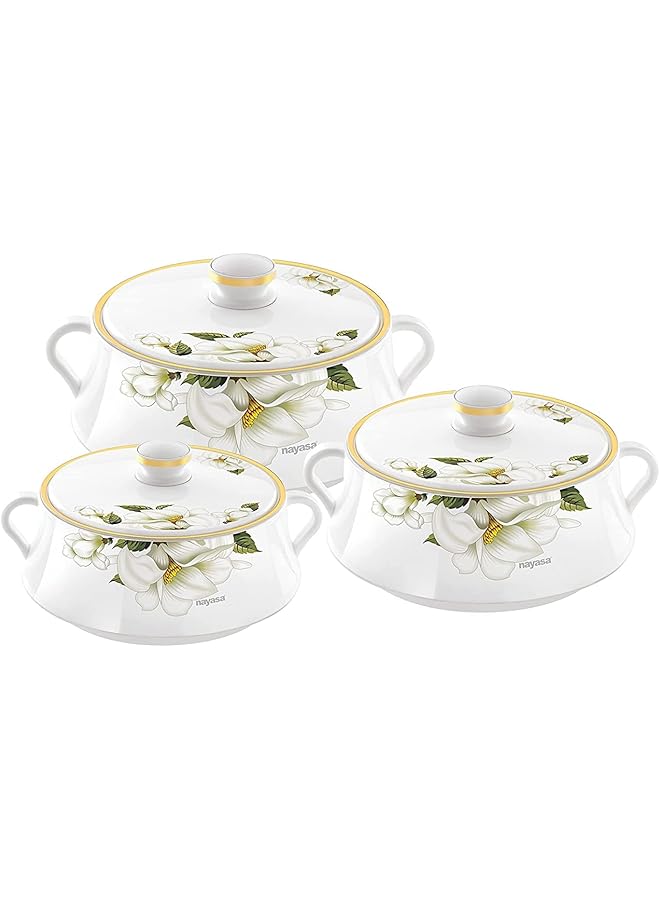 NAYASA Lorenzo Food Container Casserole Set 3 Pieces, 2.5/3.5/5 Liter Capacity