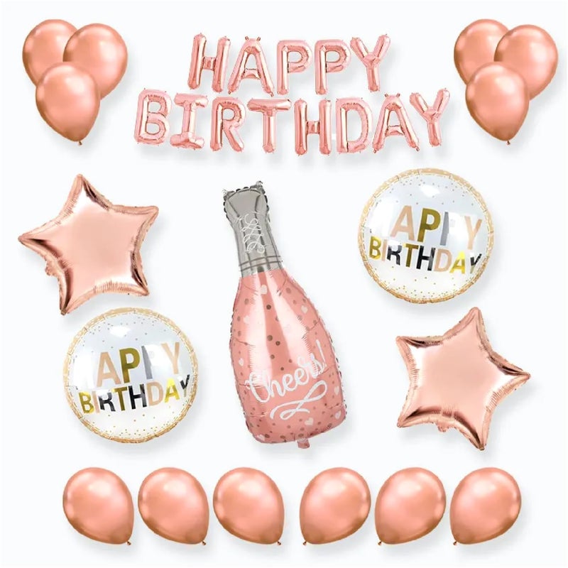 Vibrant Rose Gold Happy Birthday Balloon Set  36pcs Foil  Latex Balloons for Party Decorations Elegant Celebration Dcor for All Ages - Image 1
