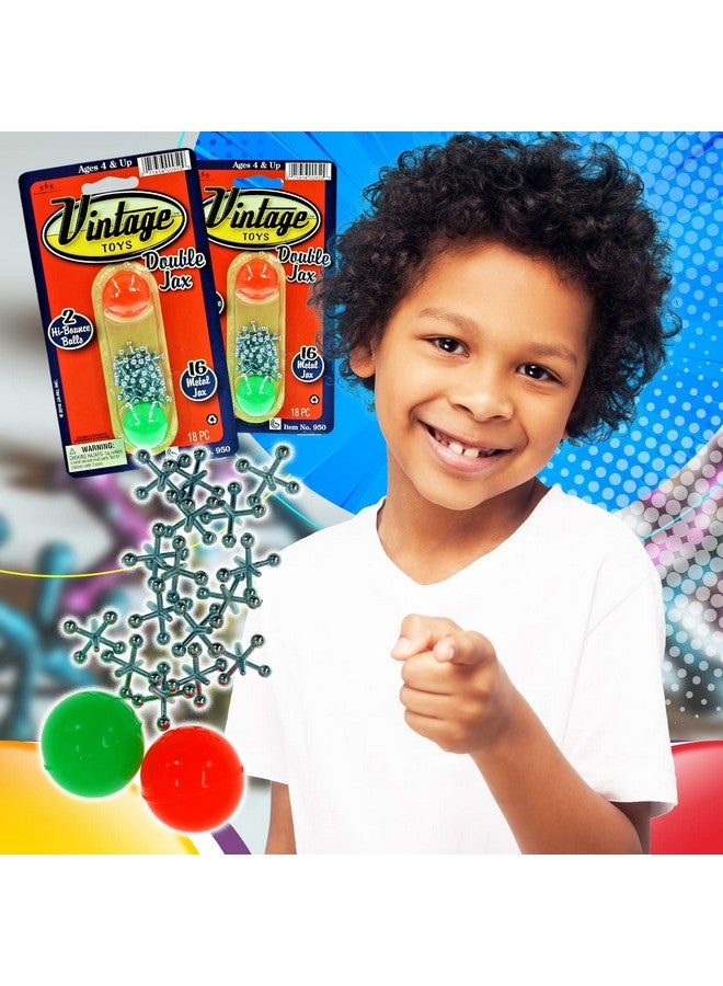 جا-رو مجموعة ألعاب Vintage Metal Jacks/كرتين مرتدتين. (عبوة واحدة) لعبة Jax صغيرة. ألعاب كلاسيكية عائلية كلاسيكية. هدايا حفلات بالجملة، هدايا صغيرة. 950-1B - Image 3