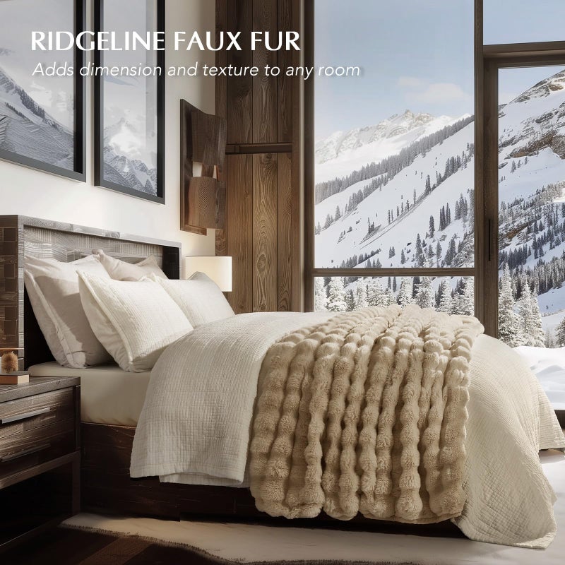 EverGrace Ultra Soft Luxury Fluffy Faux Rabbit Fur Throw Blanket, Thick Warm Bubble Throw for Bed, Cozy Plush Reversible Blankets for Couch, Chair, Sofa, Cream, 60x80 Inches - Image 2