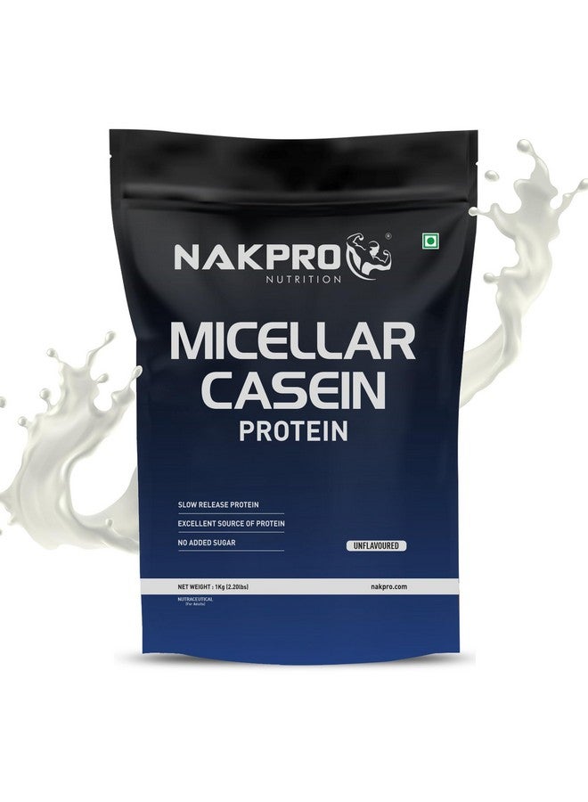 NAKPRO 100% Micellar Casein Protein Supplement | 28.80g Protein, 12.10g EAAs, 5.48g BCAA | Slow Absorbing Micellar Casein Protein Powder (Unflavoured, 1 Kg) - Image 1