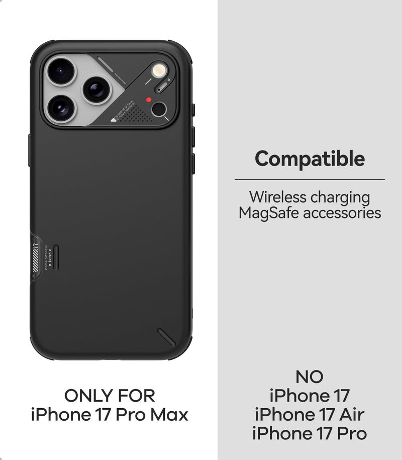 Aulumu A17 Shockproof iPhone 17 Pro Max Case | with Camera Control | CoolHyper | Aluminum Alloy Camera Frame | Multi-Layer Composite Protection - Black - Image 2