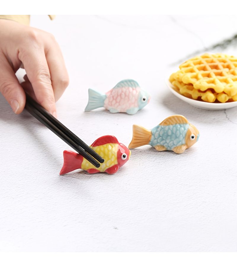 Goldfish Chopstick Rest And Pen Holder Green Yellow Japanese Desk Decor - Image 5
