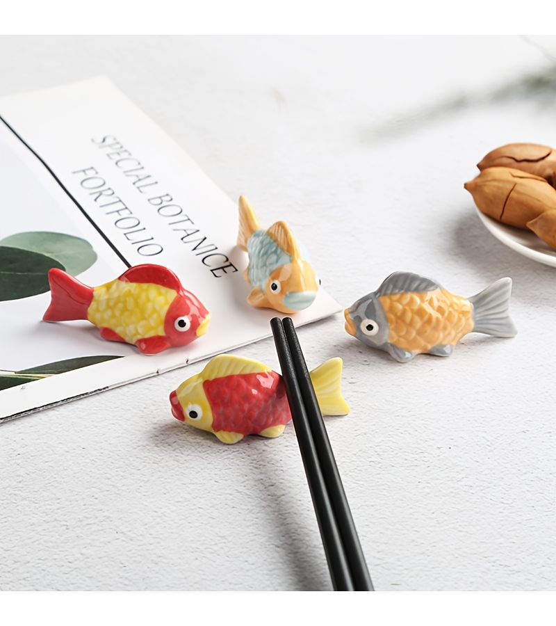 Goldfish Chopstick Rest And Pen Holder Green Yellow Japanese Desk Decor - Image 4