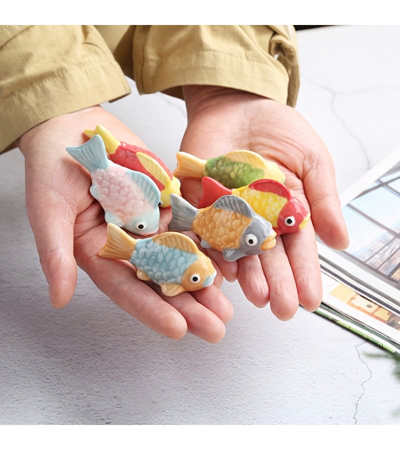 Goldfish Chopstick Rest And Pen Holder Green Yellow Japanese Desk Decor - Image 3