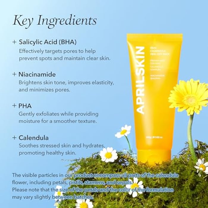 APRILSKIN Calendula Flower-Infused Facial Peel Off Mask, 3.52 fl. oz, PHA, BHA & Niacinamide gently exfoliates, removes impurities, improves uneven skin tone, and minimizes pores, Korean Skincare - Image 4
