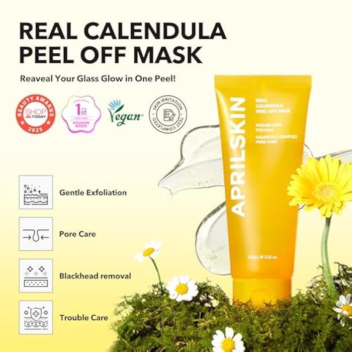 APRILSKIN Calendula Flower-Infused Facial Peel Off Mask, 3.52 fl. oz, PHA, BHA & Niacinamide gently exfoliates, removes impurities, improves uneven skin tone, and minimizes pores, Korean Skincare - Image 2
