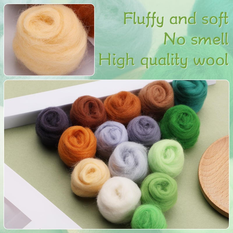 Mayboos 15 Colors Fiber Wool Yarn, Fiber Wool Yarn Roving, Spinning Wool Roving for Needle Felting, DIY Hand Spinning, Needle Felting Wool Craft, 3g/Color - Image 3
