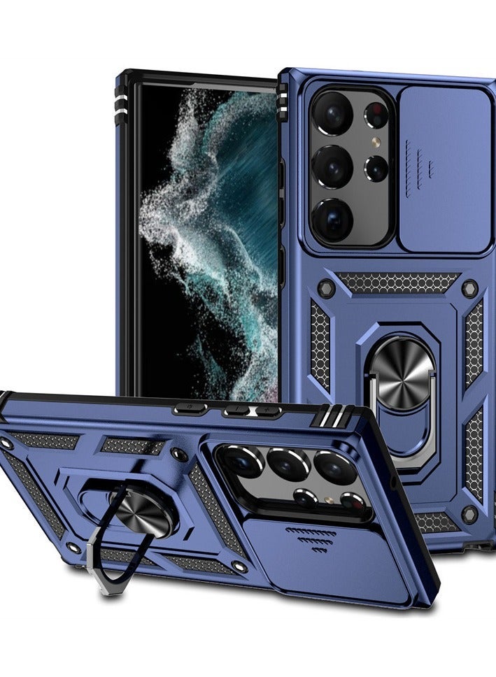 TEAM LUXURY Samsung Galaxy S24Ultra Case, Slide Camera Cover, Built in Rotate Ring Kickstand, Heavy Duty Shockproof Protective Case  - Image 1