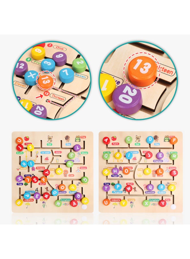Children's Wooden Puzzle Digital Alphabet Walking Cognitive Hand-held Board Early Education Wooden Toy Baby Puzzle-Color:QZM Alphabet Position Finding - Image 5