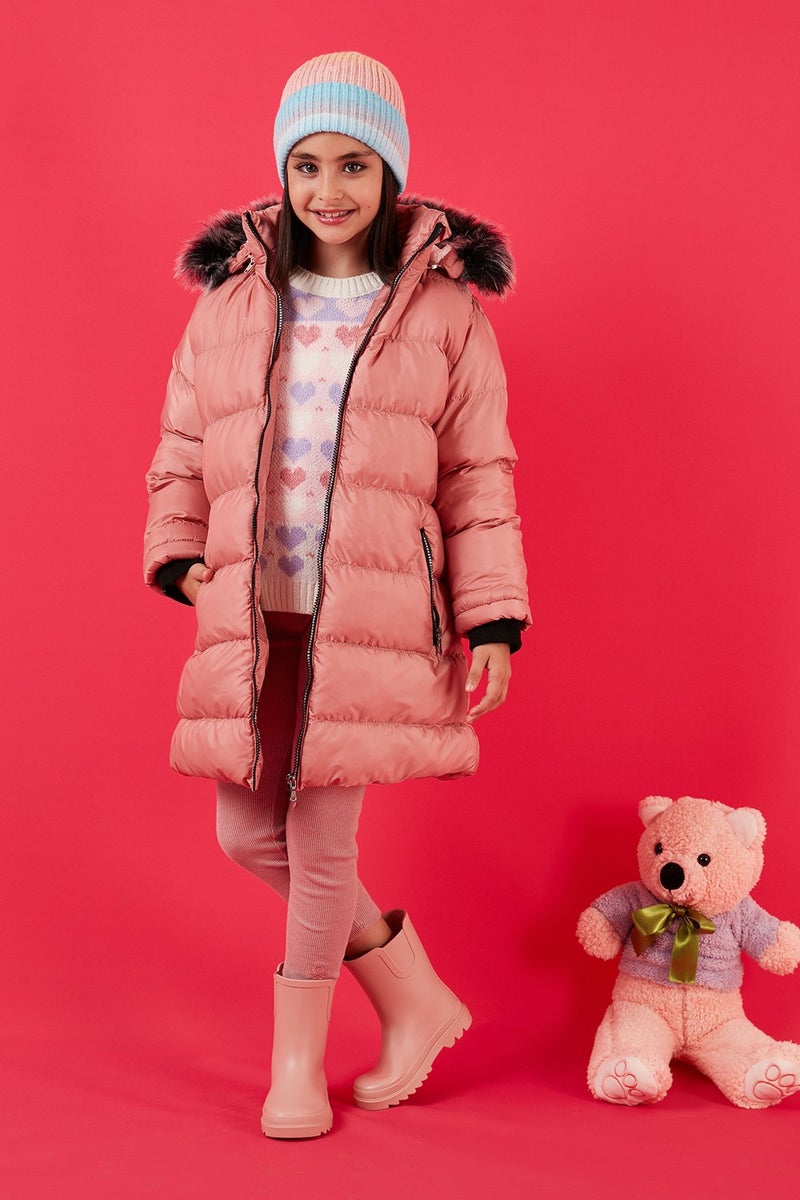 Lela Plush Lined Removable Hooded Water Resistant Coat Girls' Coat 5761910  - Image 1