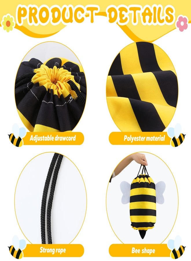 كينغدير مجموعة كينجدر من 12 كيسًا برباط على شكل نحلة، أكياس هدايا لحفلات أعياد الميلاد، حقيبة رياضية، حقيبة ظهر قماشية، حقيبة حلوى للأطفال، مناسبة لحفلات الأولاد والبنات، لوازم حفلات استقبال المولود الجديد، ديكورات حفلات الحيوانات - Image 3