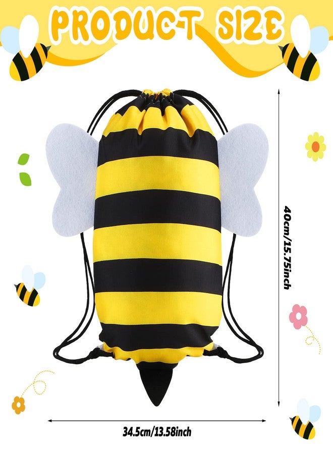 كينغدير مجموعة كينجدر من 12 كيسًا برباط على شكل نحلة، أكياس هدايا لحفلات أعياد الميلاد، حقيبة رياضية، حقيبة ظهر قماشية، حقيبة حلوى للأطفال، مناسبة لحفلات الأولاد والبنات، لوازم حفلات استقبال المولود الجديد، ديكورات حفلات الحيوانات - Image 2