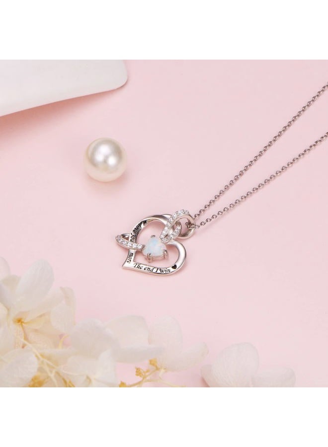 Flyow 925 Sterling Silver I Love You More The End I Win Lab Opal Heart Necklace Gift for Women Girls Birthday Gift,18 inch, Sterling Silver, Cubic Zirconia - Image 3