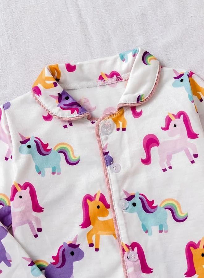 Take Two Graphic Print Long Sleeve Shirt And Pyjama Set