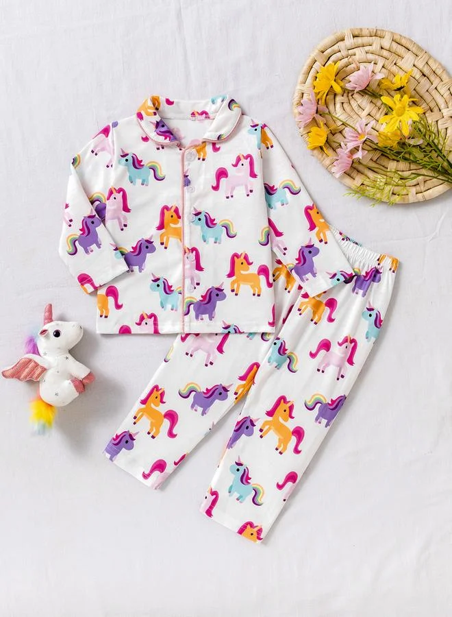 Take Two Graphic Print Long Sleeve Shirt And Pyjama Set
