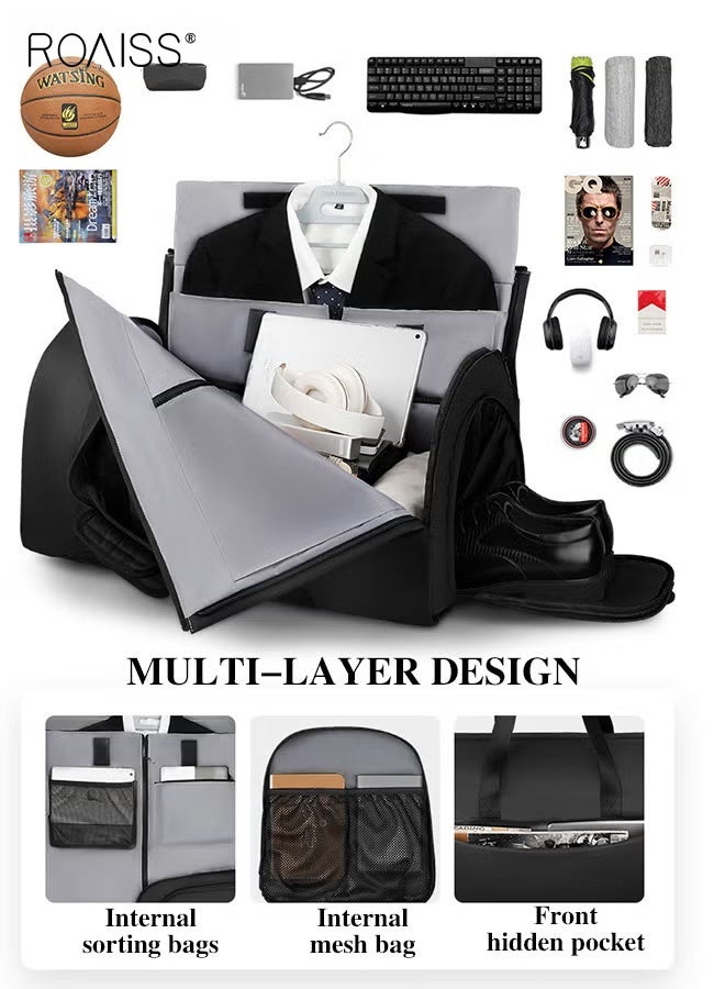roaiss Large Capacity Outdoor Travel Bag Portable Suit Garment Storage Bag Foldable Business Luggage Bag with Multifunctional Organizer Suitable for Carrying and Storing Travel Essentials - Image 3