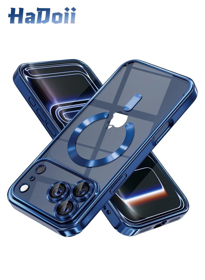 HaDoii iPhone 17 Pro Max Case Cover with Full Camera Lens Protector(Compatible with MagSafe)(Shockproof Military Grade Drop Protection) , Soft Clear Phone Case for iPhone 17 Pro Max, Deep Blue - Image 1