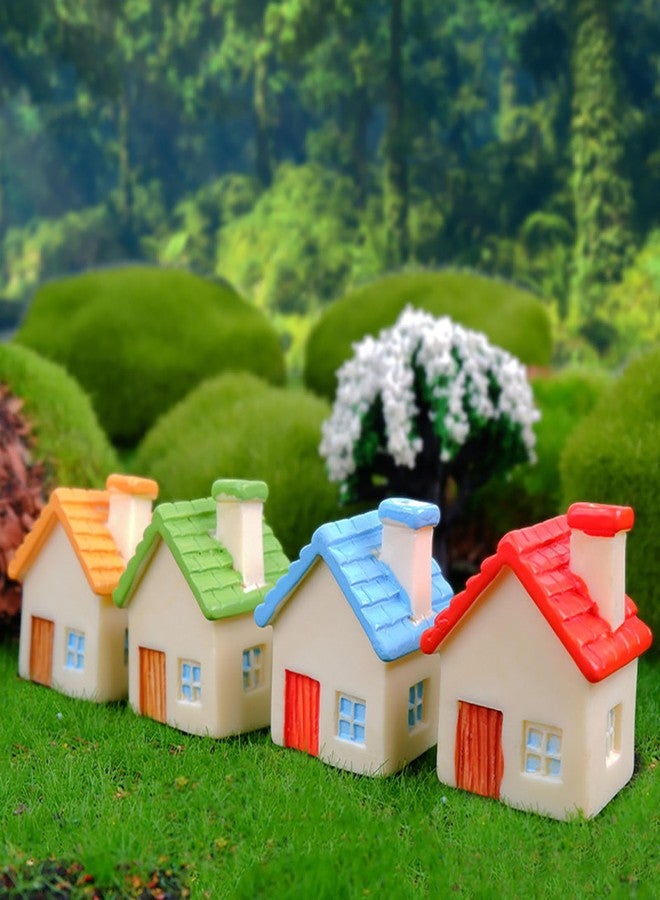 JANOU 8Pcs Mini House Micro Landscape Cute Miniature Decoration Resin Figurine Plant Pot Fairy Garden Ornament (Random Color) - Image 3