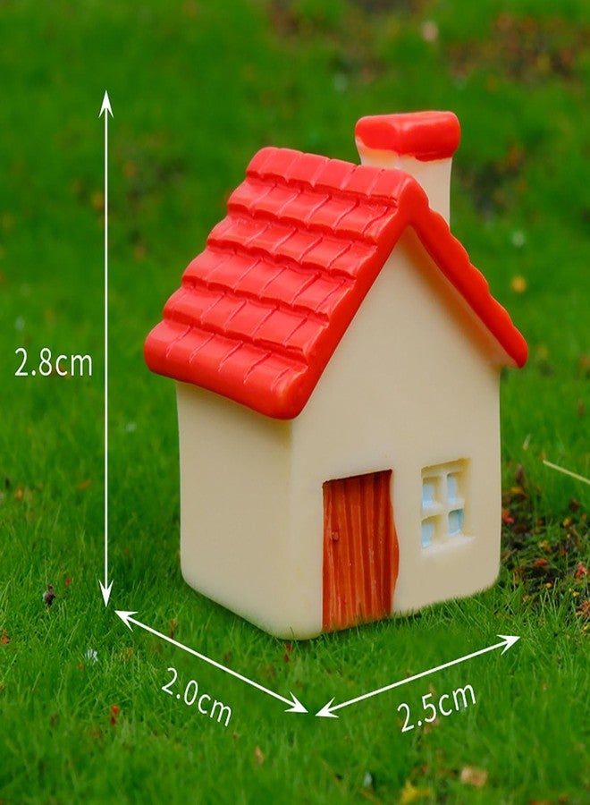 JANOU 8Pcs Mini House Micro Landscape Cute Miniature Decoration Resin Figurine Plant Pot Fairy Garden Ornament (Random Color) - Image 2