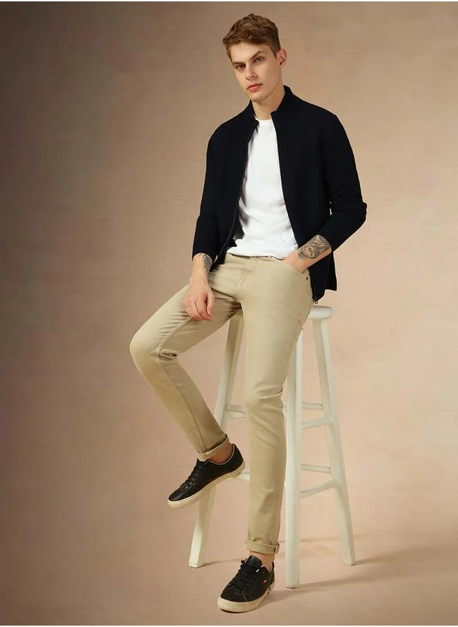 Dennis Lingo Mock Neck Slim Fit Cardigan with Front Zip by Styli