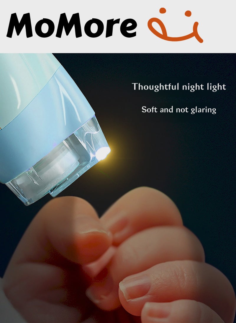 Momore Gentle Baby Electric Nail Trimmer With LED Light And Dust Cover, 6 Grinding Head Replacement Pads, Blue - Image 2