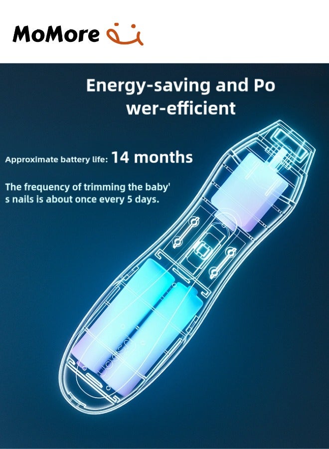 Momore Gentle Baby Electric Nail Trimmer With LED Light And Dust Cover, 6 Grinding Head Replacement Pads, Blue - Image 5