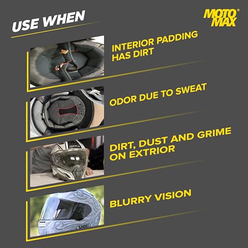 Motomax Helmet and Visor Cleaner Foam, 200ml for Removing dust, Grime, and Fingerprints | Get Streak Free Finish on Helmets Interior & Exterior | Removes Oil and Dirt | Easy to use - Image 2