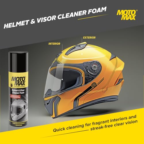 Motomax Helmet and Visor Cleaner Foam, 200ml for Removing dust, Grime, and Fingerprints | Get Streak Free Finish on Helmets Interior & Exterior | Removes Oil and Dirt | Easy to use - Image 5