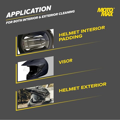 Motomax Helmet and Visor Cleaner Foam, 200ml for Removing dust, Grime, and Fingerprints | Get Streak Free Finish on Helmets Interior & Exterior | Removes Oil and Dirt | Easy to use - Image 3