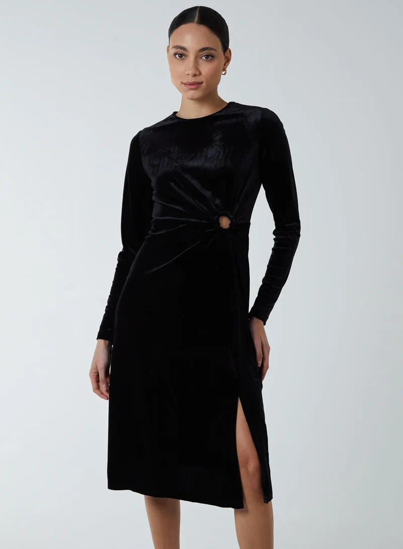 Blue Vanilla High Neck With Keyhole Detail &amp; Long Sleeve Dress