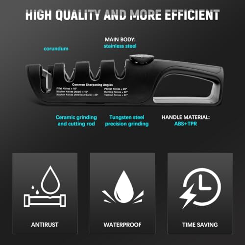 Supvox® Manual Knife Sharpener, 3-Stage Knife Sharpener for Kitchen, Multi Cutter Sharpener Pocket Knife Sharpener Handheld Knife Scissors Sharpener for Kitchen Knives - Image 5