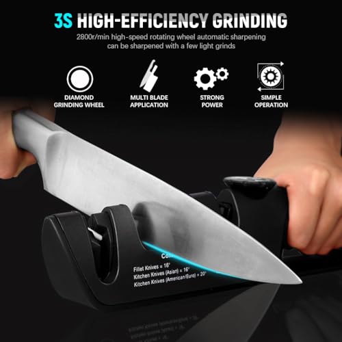 Supvox® Manual Knife Sharpener, 3-Stage Knife Sharpener for Kitchen, Multi Cutter Sharpener Pocket Knife Sharpener Handheld Knife Scissors Sharpener for Kitchen Knives - Image 3