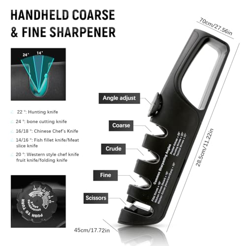 Supvox® Manual Knife Sharpener, 3-Stage Knife Sharpener for Kitchen, Multi Cutter Sharpener Pocket Knife Sharpener Handheld Knife Scissors Sharpener for Kitchen Knives - Image 2