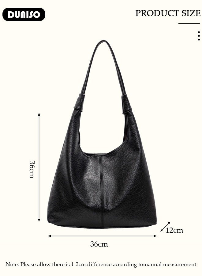 DUNISO Women's Shoulder Tote Bag Faux Leather Handbag for Women Large Capacity Messenger Bag, Fashionable Travel Shoulder Bag for Ladies Girls College Students - Image 4